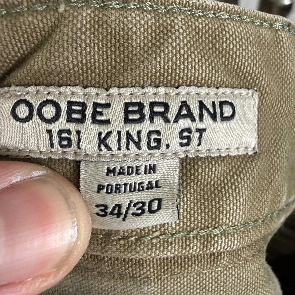 OOBE Brand Straight Leg Pants Mens 34/28.5 Olive Green Khaki Canvas Workwear